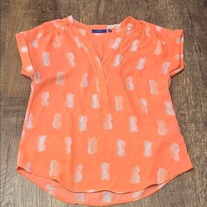 Apt. 9 Coral Pineapple Print Blouse